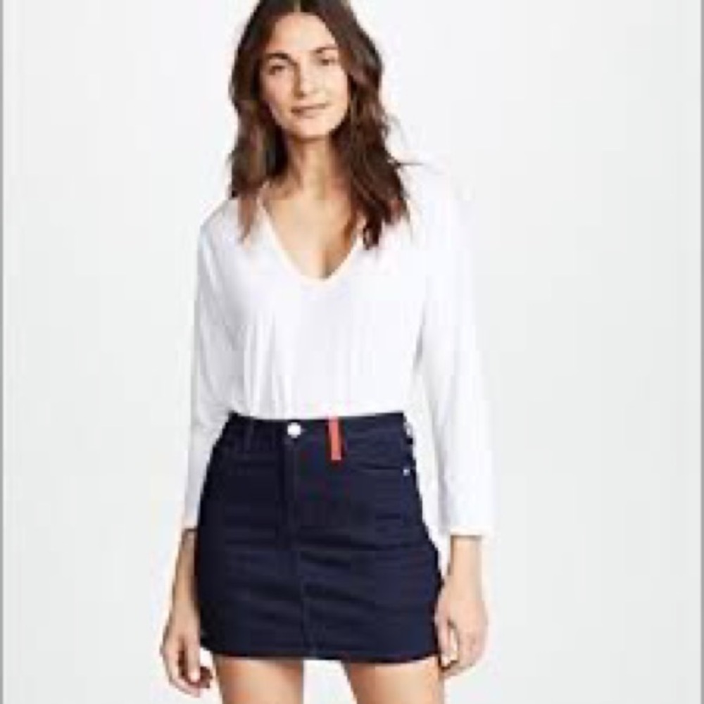 Current/Elliott Denim Mini Skirt in Dark Wash Colorblock Size 24 EUC